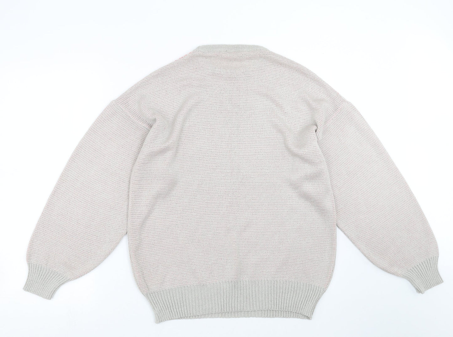 Match Set Womens Grey Floral  Pullover Jumper Size M  - leaf pattern