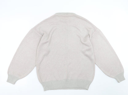 Match Set Womens Grey Floral  Pullover Jumper Size M  - leaf pattern