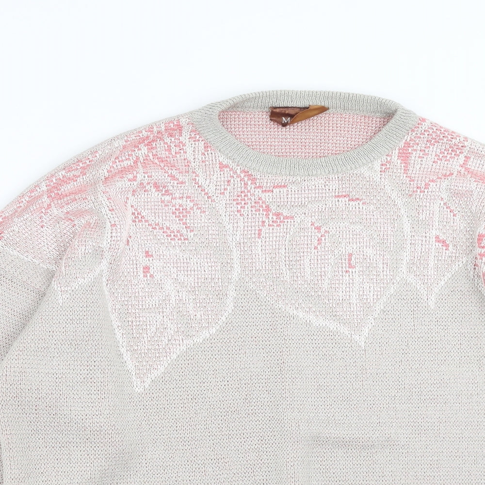 Match Set Womens Grey Floral  Pullover Jumper Size M  - leaf pattern