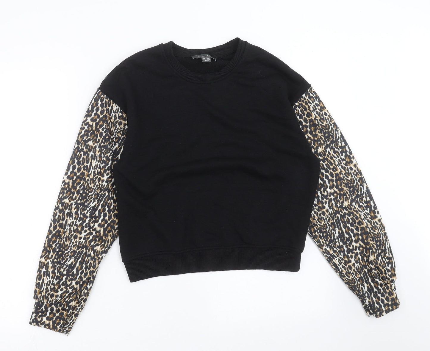 Primark Womens Black Animal Print  Pullover Sweatshirt Size 2XS