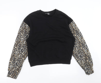 Primark Womens Black Animal Print  Pullover Sweatshirt Size 2XS