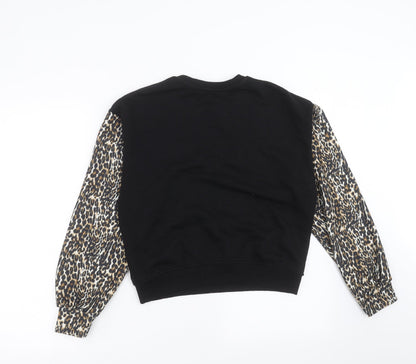 Primark Womens Black Animal Print  Pullover Sweatshirt Size 2XS