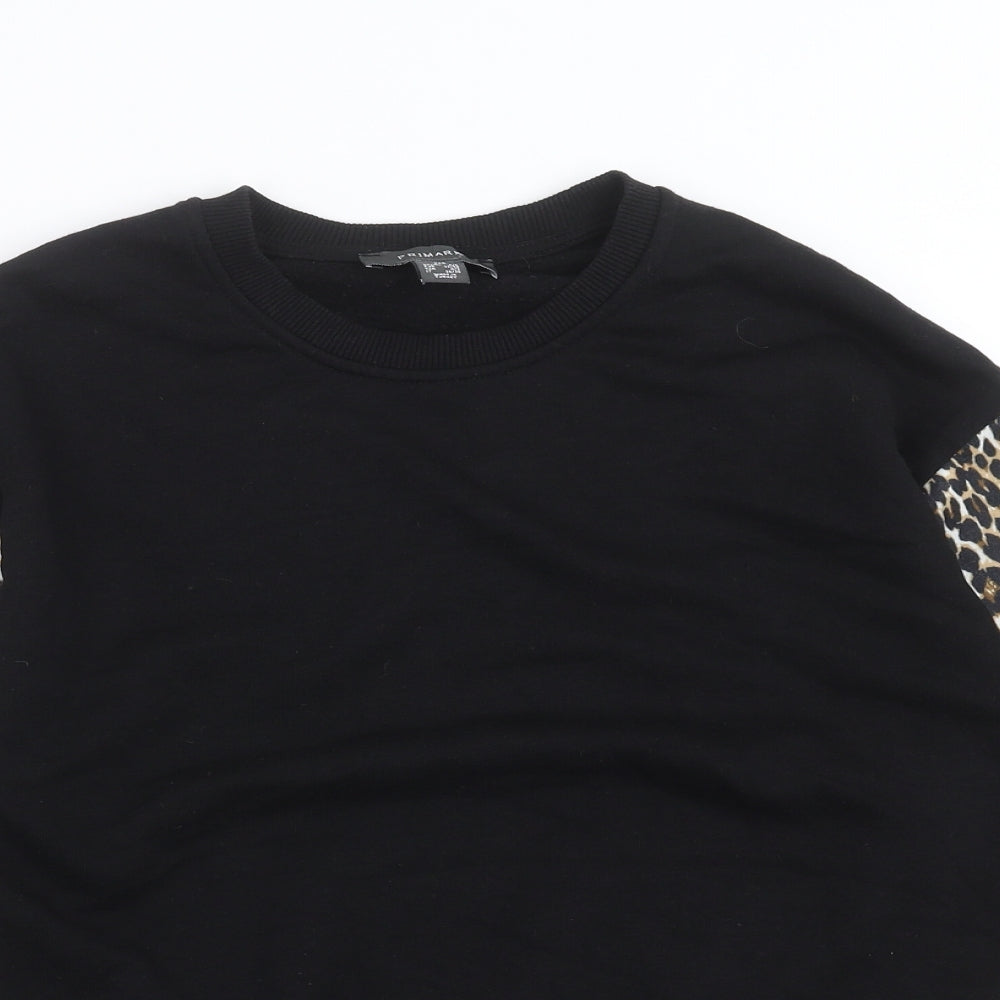 Primark Womens Black Animal Print  Pullover Sweatshirt Size 2XS