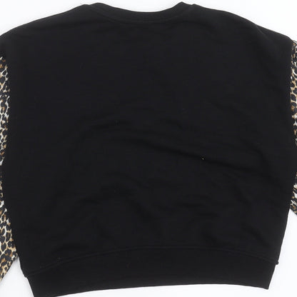 Primark Womens Black Animal Print  Pullover Sweatshirt Size 2XS