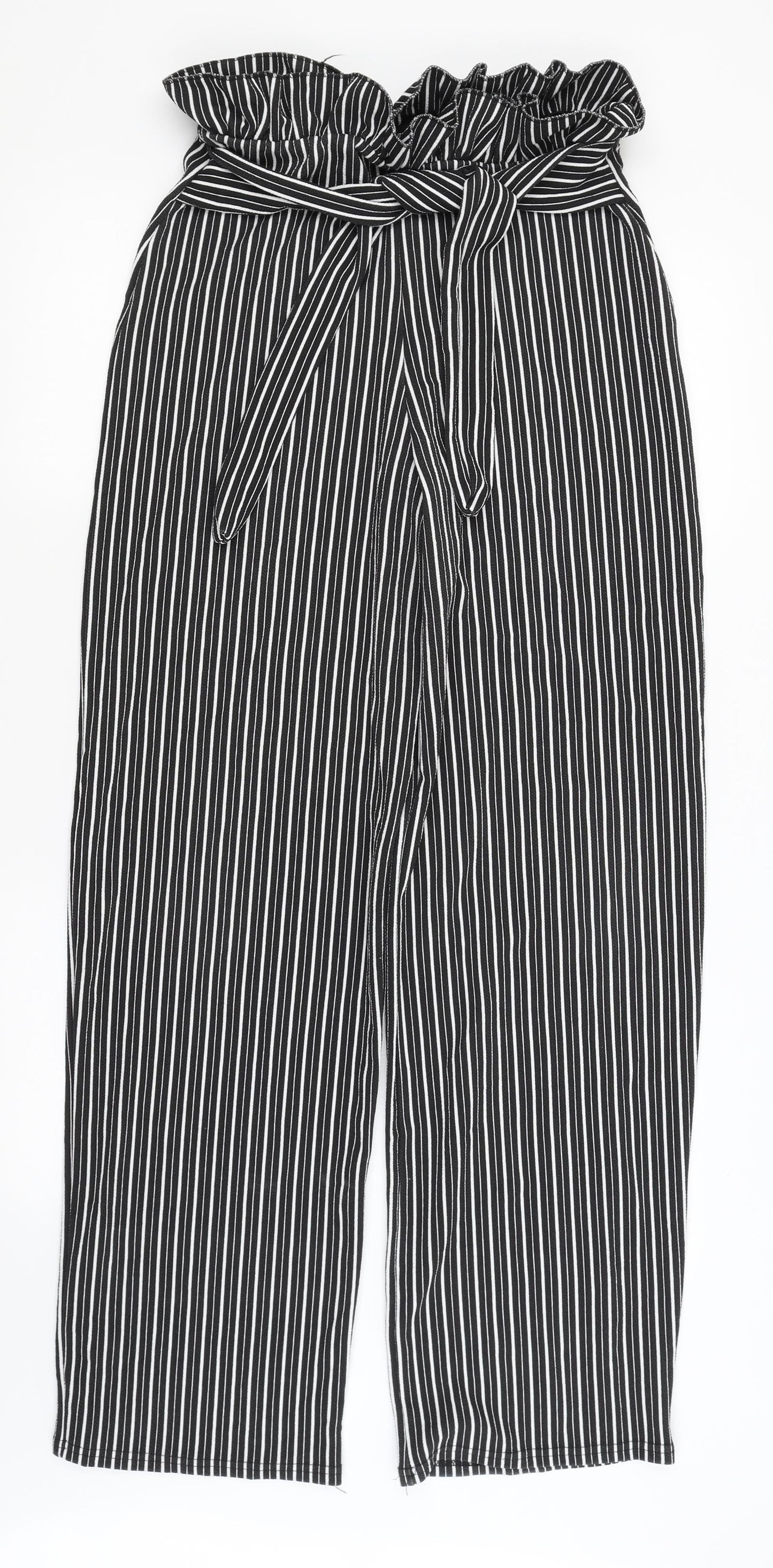Pretty Little Thing Womens Black Striped  Trousers  Size 10 L32.5 in