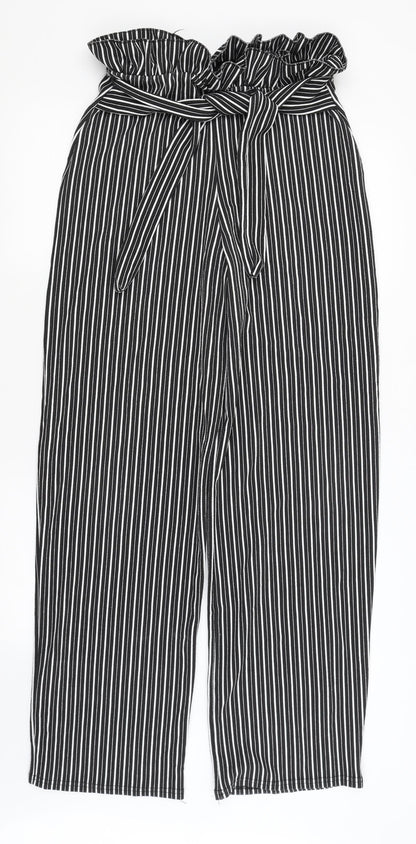Pretty Little Thing Womens Black Striped  Trousers  Size 10 L32.5 in