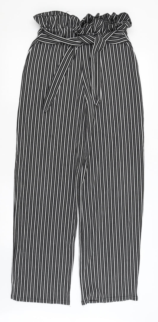 Pretty Little Thing Womens Black Striped  Trousers  Size 10 L32.5 in