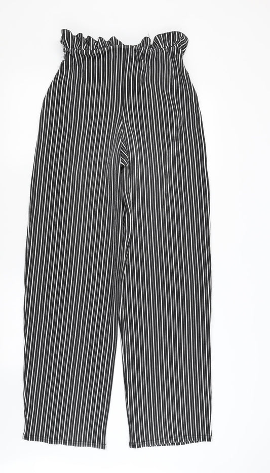 Pretty Little Thing Womens Black Striped  Trousers  Size 10 L32.5 in