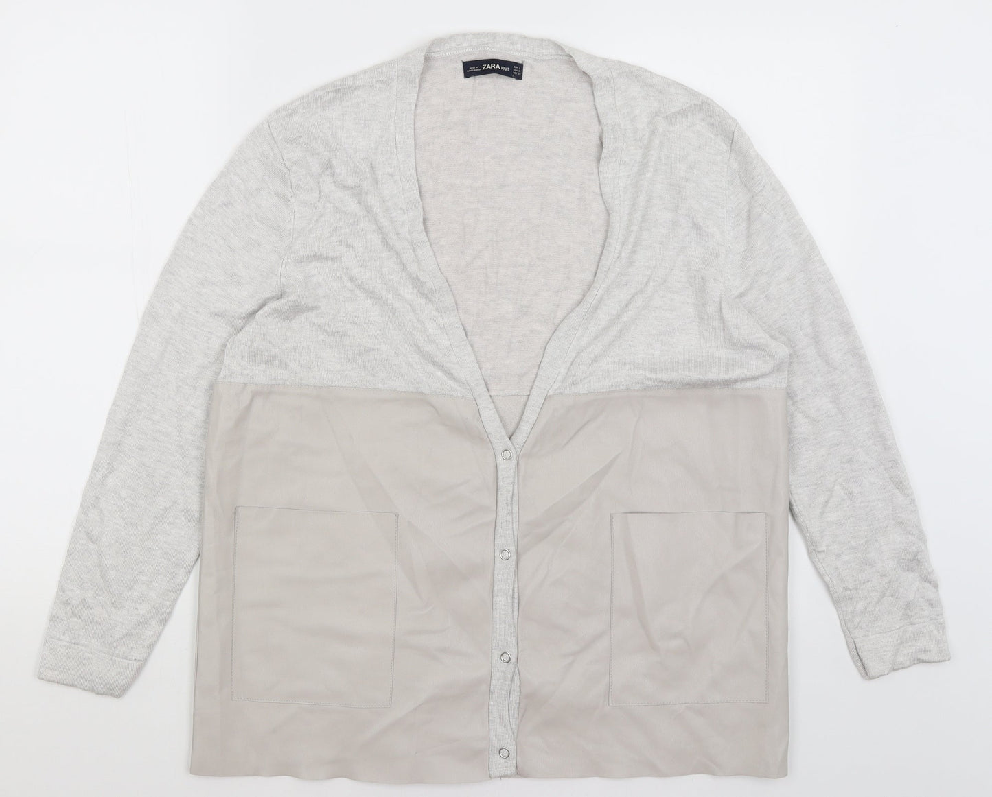 Womens UK Size S Zara Grey Cardigan Jumper