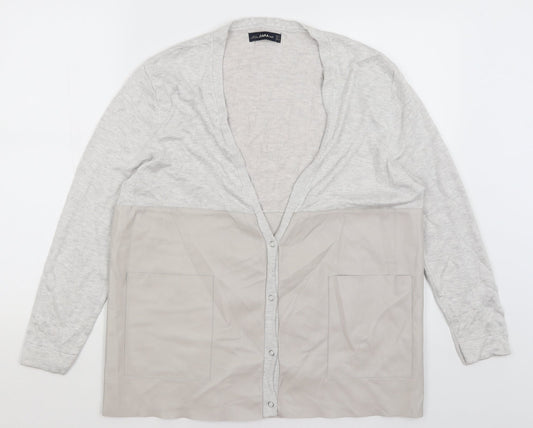 Womens UK Size S Zara Grey Cardigan Jumper