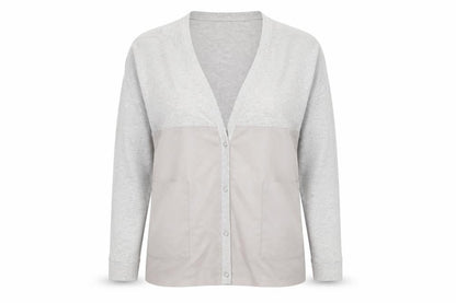 Front view of Zara women’s grey cardigan jumper, size S
