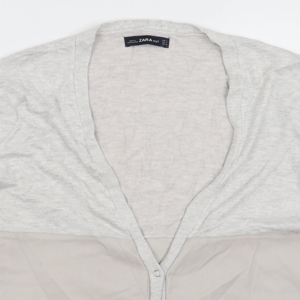 Womens UK Size S Zara Grey Cardigan Jumper