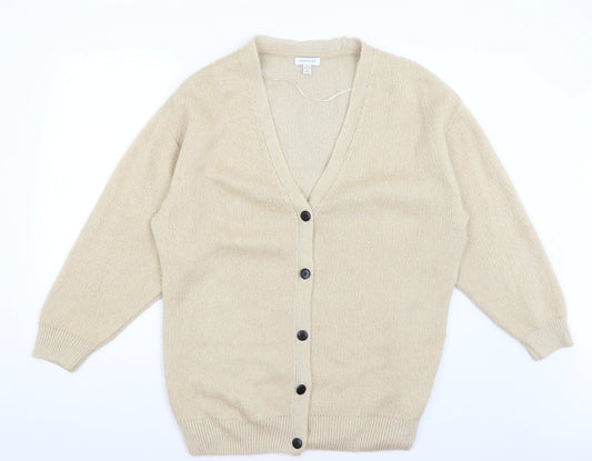 Womens UK Size XS Topshop Beige Cardigan Jumper