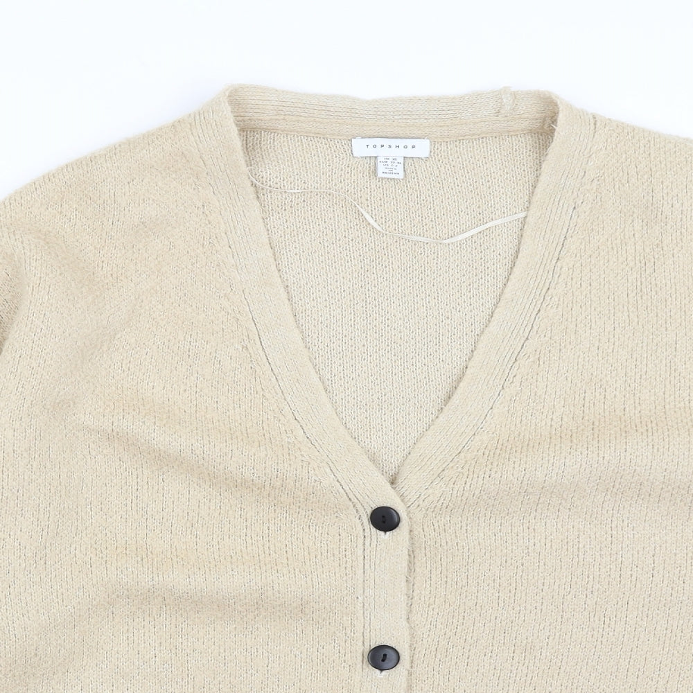 Womens UK Size XS Topshop Beige Cardigan Jumper