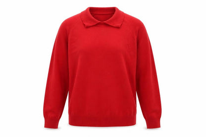 Front view of Marks & Spencer women’s red jumper, size UK 12