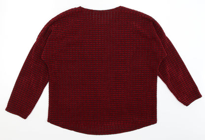 Womens UK Size L Preworn Red Pullover Jumper
