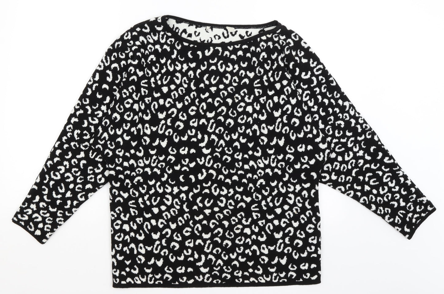 George Womens Black Animal Print  Pullover Jumper Size M