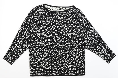 George Womens Black Animal Print  Pullover Jumper Size M