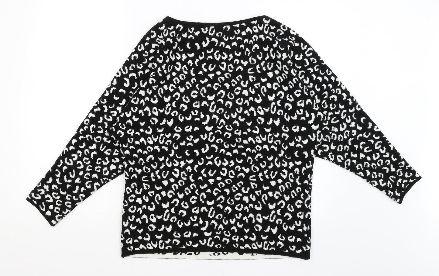 George Womens Black Animal Print  Pullover Jumper Size M