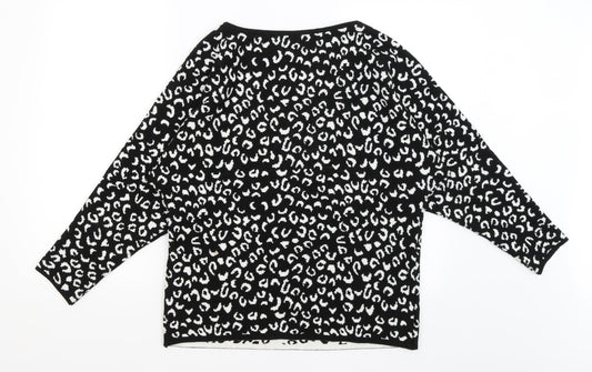 George Womens Black Animal Print  Pullover Jumper Size M