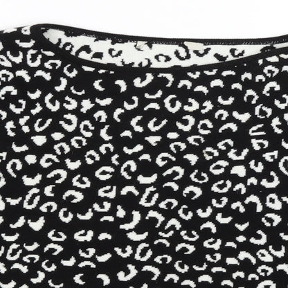 George Womens Black Animal Print  Pullover Jumper Size M