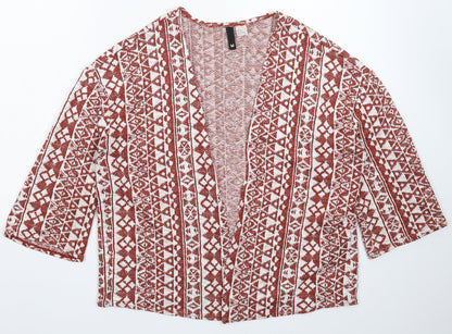 Divided Womens Brown Geometric Knit Cardigan Jumper Size M