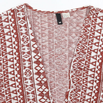 Divided Womens Brown Geometric Knit Cardigan Jumper Size M