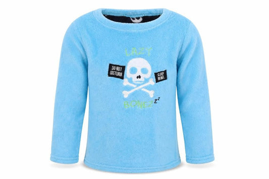 Chill Out Boys Blue Solid Fleece  Pyjama Top Size 8-9 Years