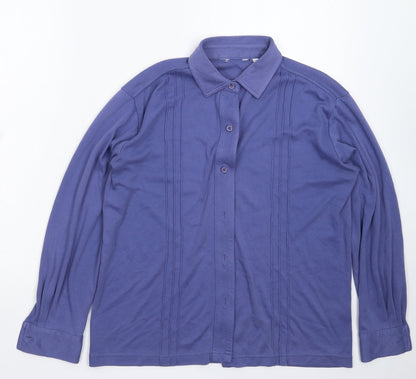 Womens UK Size 14 Preworn Blue Basic Button-Up
