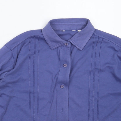 Womens UK Size 14 Preworn Blue Basic Button-Up