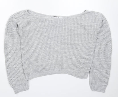 Boohoo Womens Grey  Knit Pullover Jumper Size M