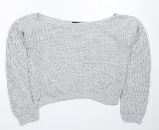 Boohoo Womens Grey  Knit Pullover Jumper Size M