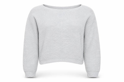 Front view of Boohoo women’s grey knit jumper, size M