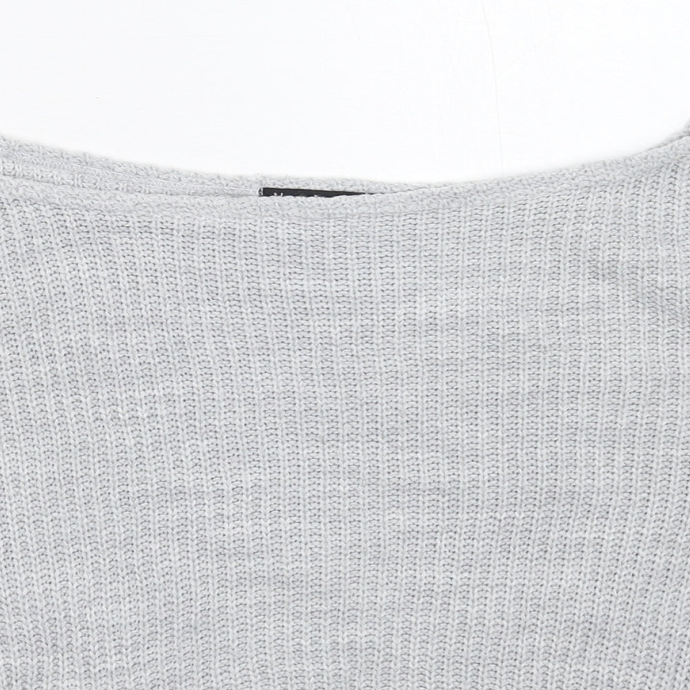 Boohoo Womens Grey  Knit Pullover Jumper Size M