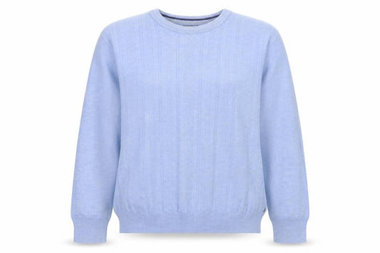 Front view of Wolsey women’s blue knit jumper, size L
