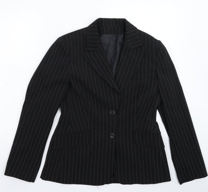 The Collection Womens Black Striped  Jacket Suit Jacket Size 12
