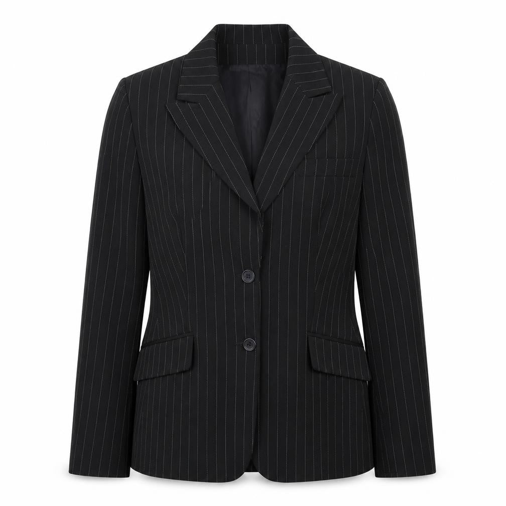 The Collection Womens Black Striped  Jacket Suit Jacket Size 12