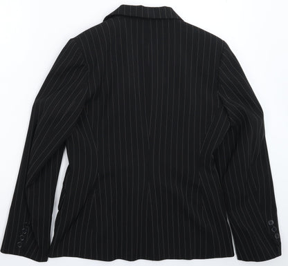 The Collection Womens Black Striped  Jacket Suit Jacket Size 12
