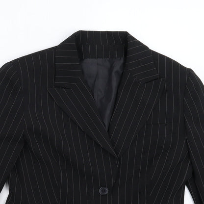 The Collection Womens Black Striped  Jacket Suit Jacket Size 12
