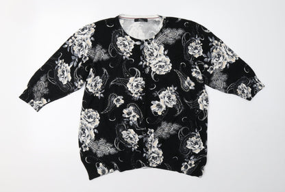 Womens UK Size L BM Black Cardigan Jumper