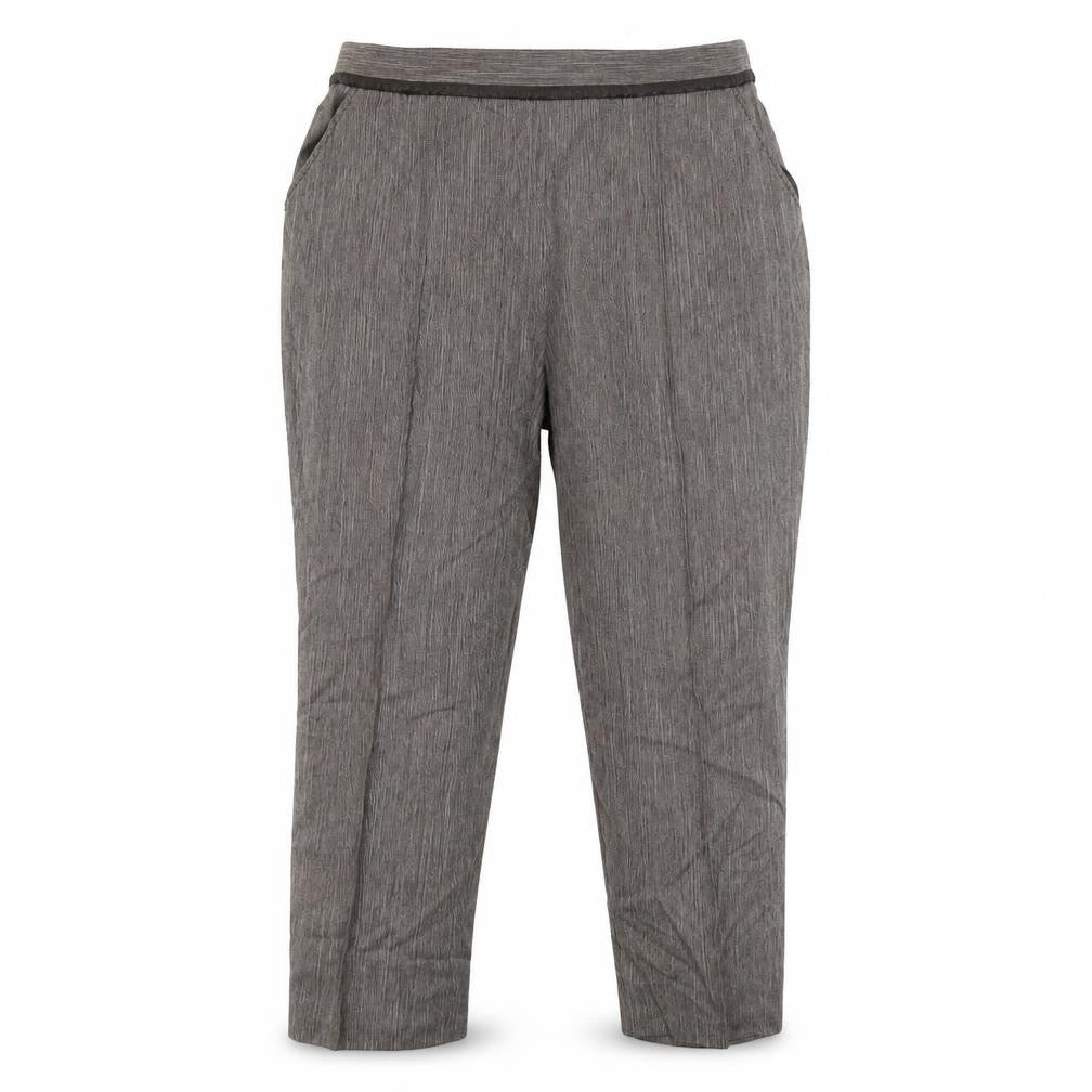 Front view of Marks & Spencer women’s brown trousers, size UK 18, 27-inch leg