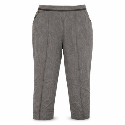 Front view of Marks & Spencer women’s brown trousers, size UK 18, 27-inch leg
