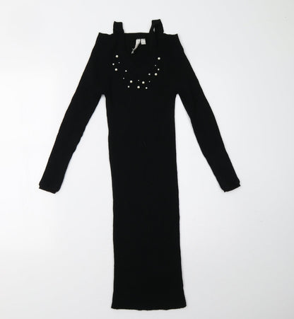 Body Flirt Womens Black  Knit Bodycon  Size S