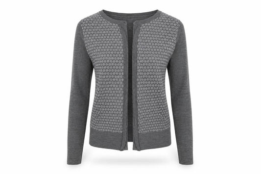 LOFT Womens Grey Geometric  Cardigan Jumper Size S