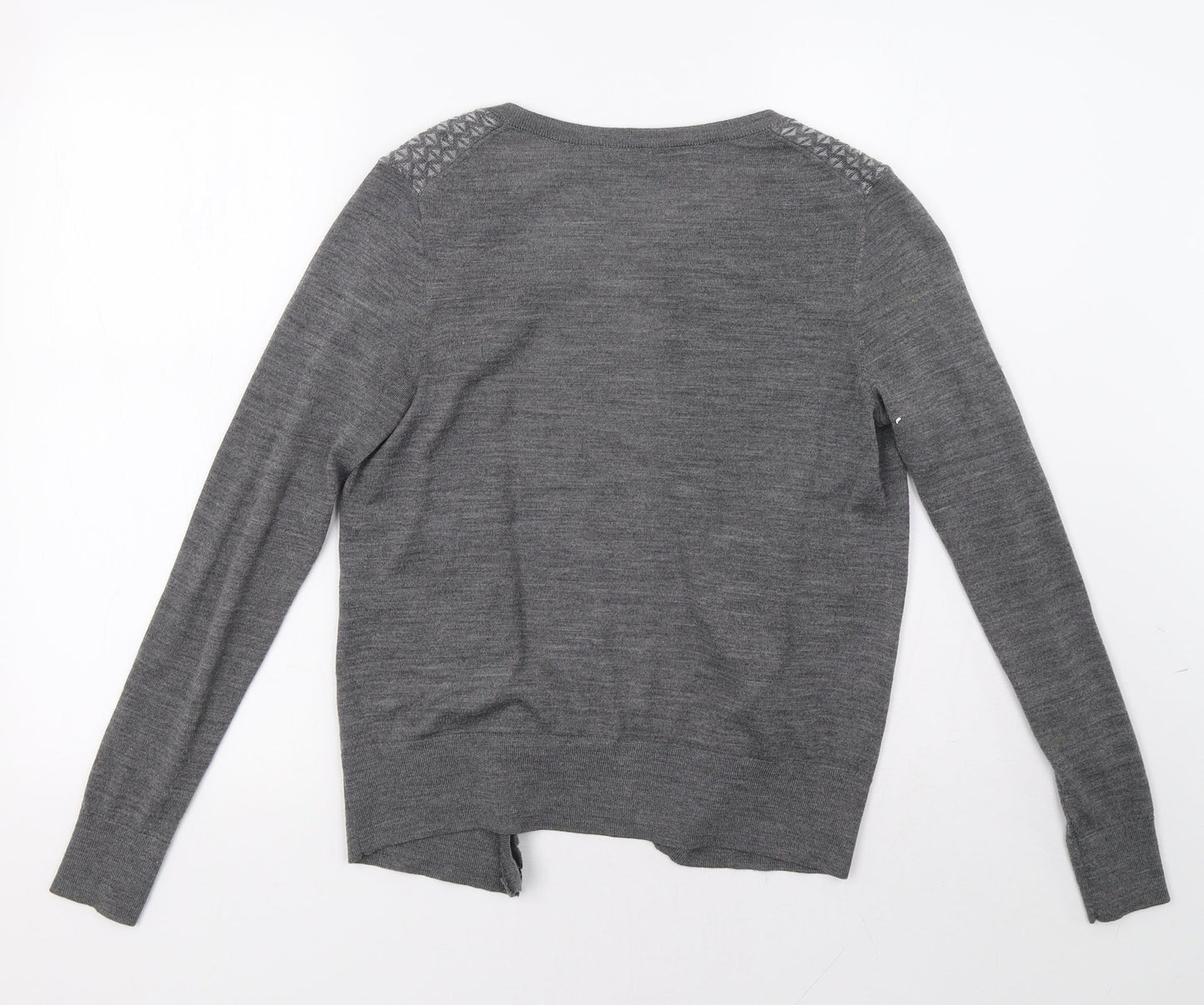 LOFT Womens Grey Geometric  Cardigan Jumper Size S