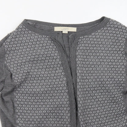 LOFT Womens Grey Geometric  Cardigan Jumper Size S
