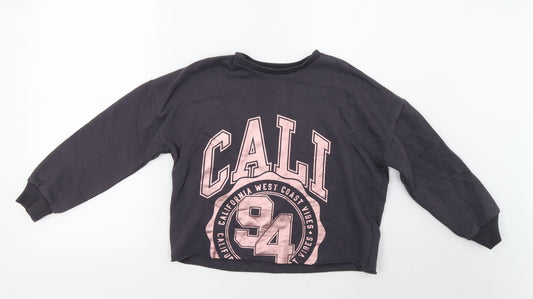 F&F Girls Grey   Pullover Sweatshirt Size 8-9 Years  - Cropped