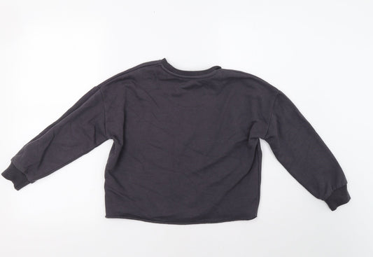 F&F Girls Grey   Pullover Sweatshirt Size 8-9 Years  - Cropped