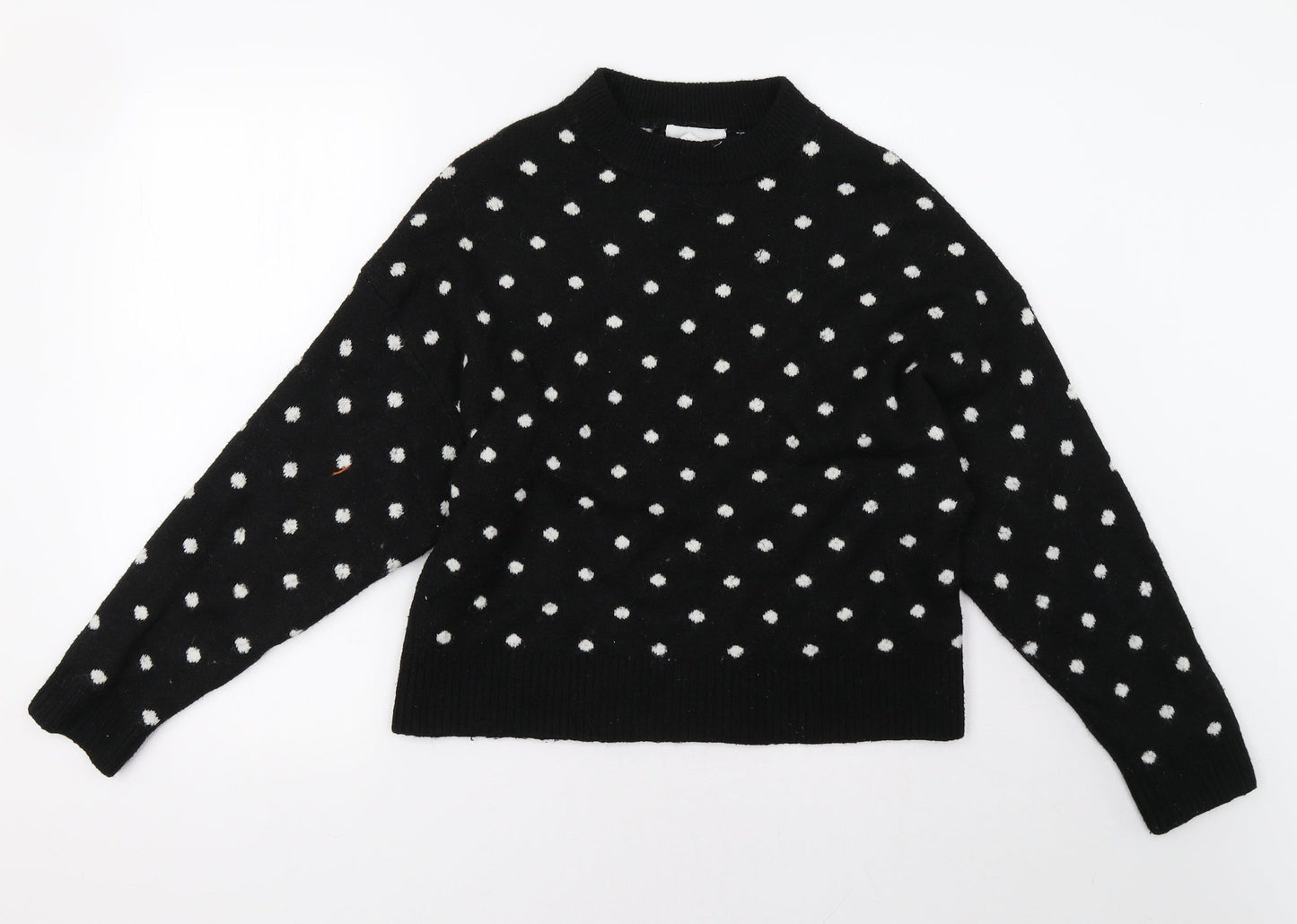 H&M Womens Black Polka Dot  Pullover Sweatshirt Size S