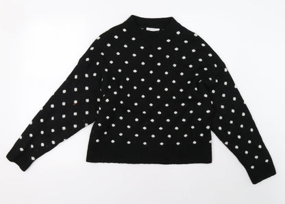 H&M Womens Black Polka Dot  Pullover Sweatshirt Size S